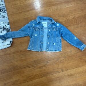 Kids Denim Jacket with Floral Embroidery